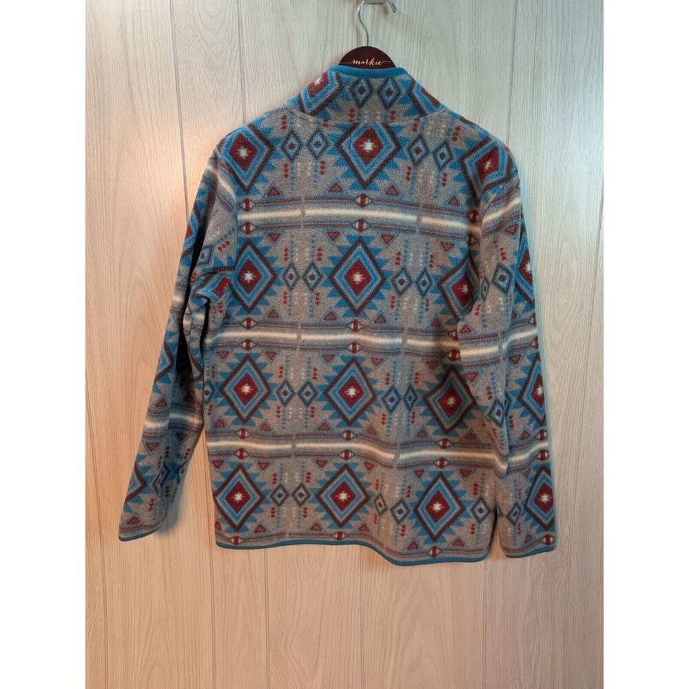 Massive Outdoor Mens Aztec Fleece Long Sleeve 1/4 Snap Button Size Medium Gray - Picture 3 of 7